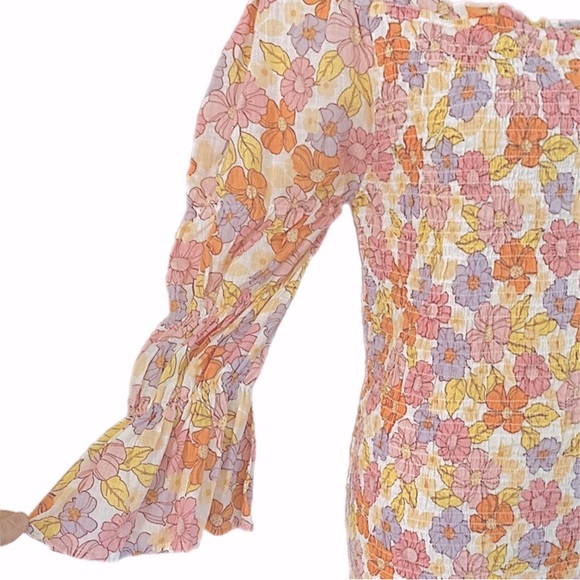 COTTON ON 70s floral shirred bodycon mini dress elastic 100% plastic! - Picture 4 of 10